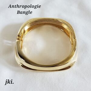 Anthropologie Square Hinge Bangle Gold Tone Bracelet 7.5" Fashion Jewelry